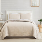 Grid Oversized Quilt Set // Taupe (King / California King)