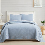 Grid Oversized Quilt Set // Dusty Blue (King / California King)