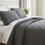 Grid Oversized Quilt Set // Muted Slate (King / California King)