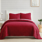 Grid Oversized Quilt Set // Red (King / California King)