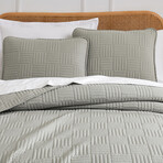 Grid Oversized Quilt Set // Gray (King / California King)