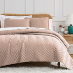 Chervron Oversized Quilt Set // Rose Dust (King / California King)