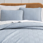 Grid Oversized Quilt Set // Dusty Blue (King / California King)