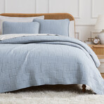 Grid Oversized Quilt Set // Dusty Blue (King / California King)