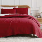 Grid Oversized Quilt Set // Red (King / California King)