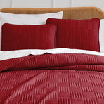 Grid Oversized Quilt Set // Red (King / California King)