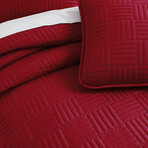 Grid Oversized Quilt Set // Red (King / California King)