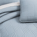 Grid Oversized Quilt Set // Dusty Blue (King / California King)