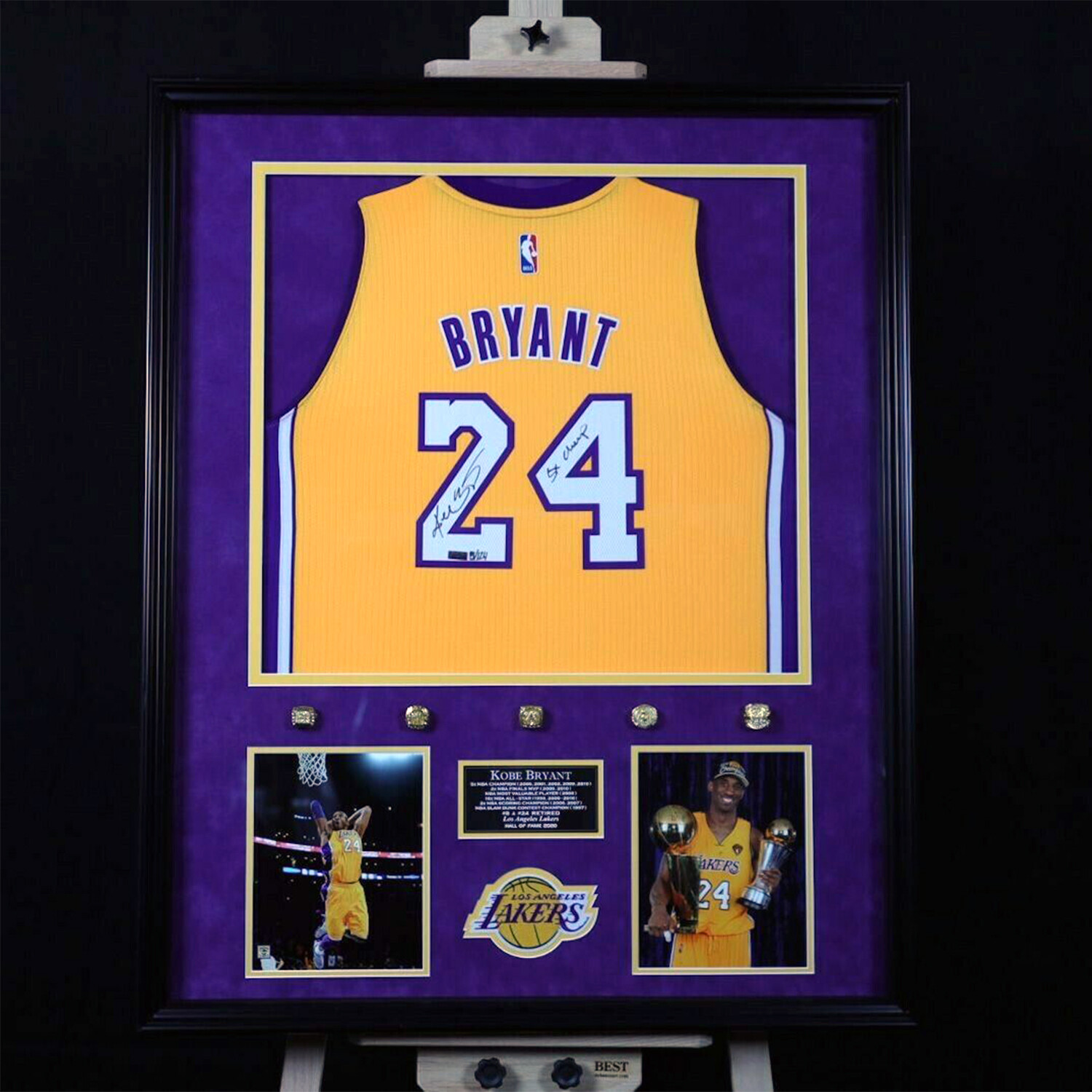 Kobe Bryant Autographed and Framed Purple Los Angeles Lakers Jersey