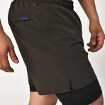 Men's Athletic Shorts + Tights // Dark Brown (L)