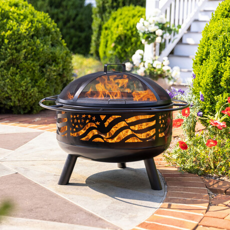 American Flag Wood-Burning Fire Pit