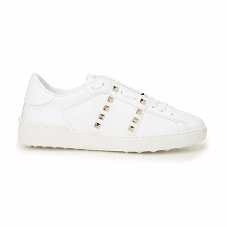 Rockstud-Embellished Low Top Sneaker // White + Gold (Euro: 39)