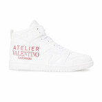 High- Top Sneaker // White + Red (Euro: 41)