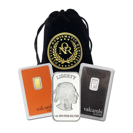 Gold, Platinum, & Silver Bars // Bullion Starter Set // Deluxe Collector's Pouch