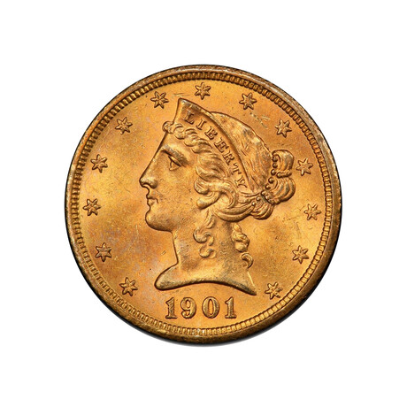 1901-S $5 Gold Liberty Half Eagle // PCGS Certified MS64 // Wood Presentation Box