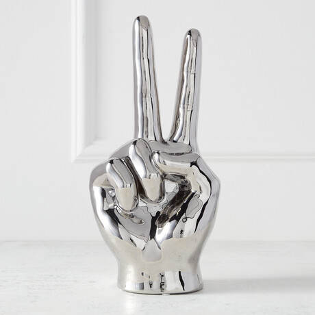 Hand Peace Sign (Silver)