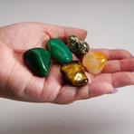 5 Genuine Tumble Stones // Money Pouch