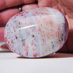 Genuine Polished Ocean Jasper Palm Stone with Velvet Pouch