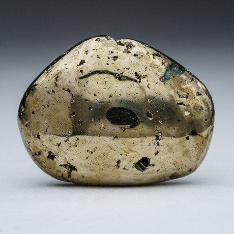 Genuine Pyrite Palm Stone With Velvet Pouch