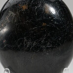 Genuine Polished Black Tourmaline Palm Stone with Velvet Pouch