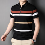 Striped Polo Shirt // Black (L)