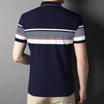 Cross Stripe Polo Shirt // Dark Blue (XS)