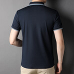 Striped Edge Polo Shirt // Dark Blue (M)