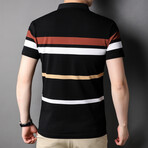 Striped Polo Shirt // Black (M)