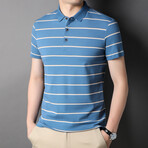 Striped Polo Shirt // Light Blue (XS)