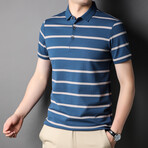 Striped Polo Shirt // Blue (S)