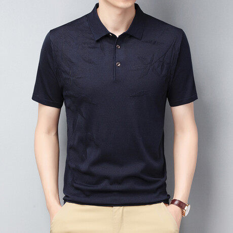 Embroidered Polo Shirt // Dark Blue (XS)