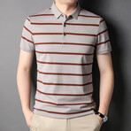 Striped Polo Shirt // Light Gray (L)