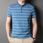Striped Polo Shirt // Light Blue (S)