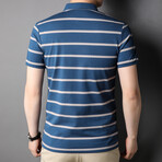Striped Polo Shirt // Blue (L)