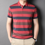 Striped Polo Shirt // Khaki (L)