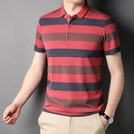 Striped Polo Shirt // Khaki (M)
