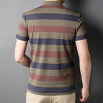 Striped Polo Shirt // Brown (XS)