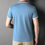 Striped Edge Polo Shirt // Light Blue (XS)
