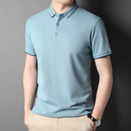 Black Edge Polo Shirt // Light Blue (XS)
