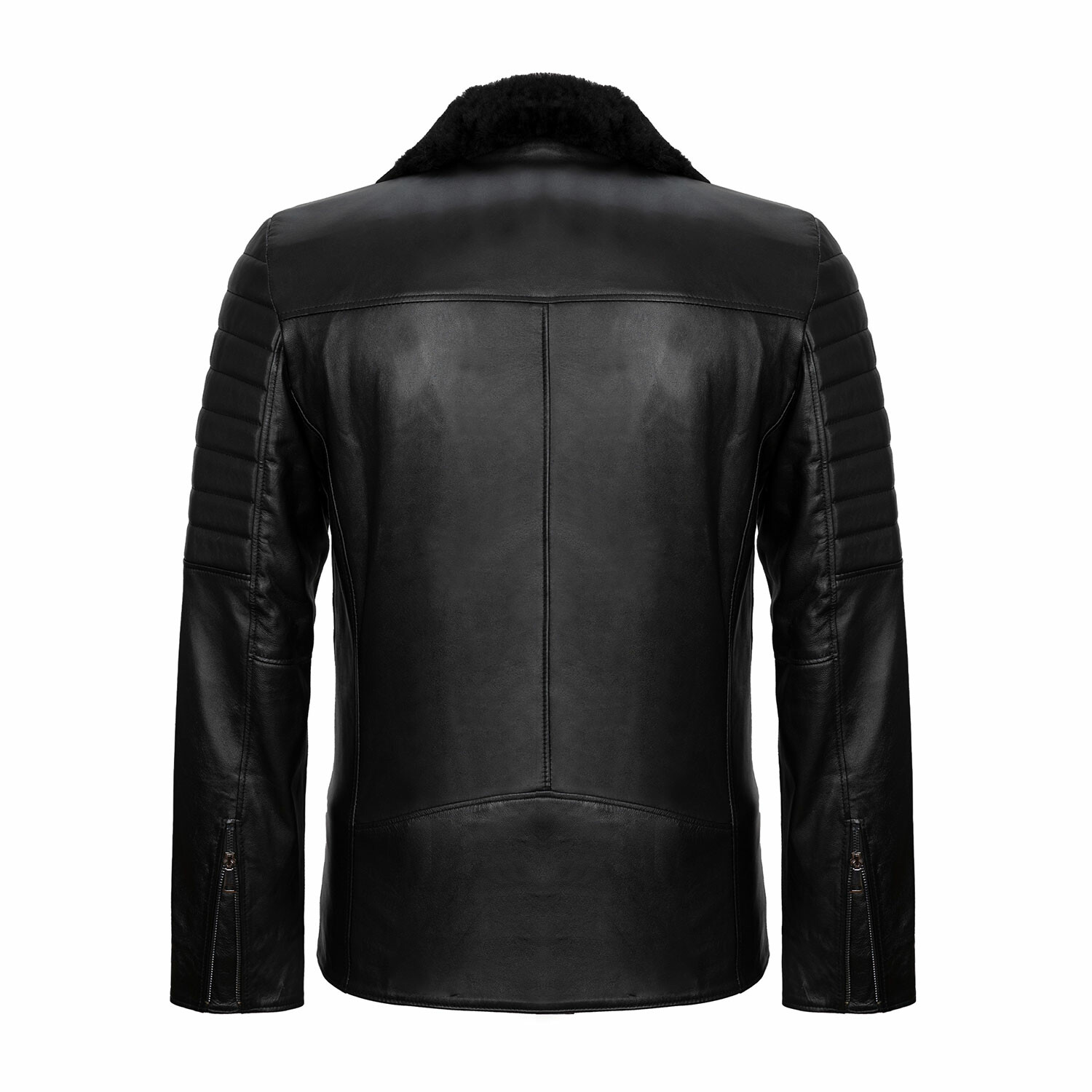 Faux Fur Neck Quilted Jacket // Black (XL) - Upper Project Leather ...