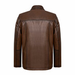 Regular Fit // Basic Leather Jacket // Chestnut (3XL)