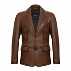 Oscar Leather Jacket // Chestnut (XL)