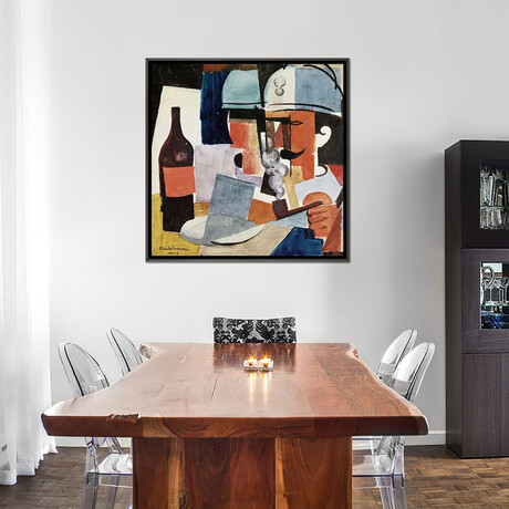 Soldier with Pipe and Bottle by Roger de la Fresnaye (18"H x 18"W x 0.75"D)