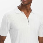 Half Zip Polo T-Shirt // White (S)