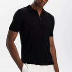 Half Zip Polo T-Shirt // Black (S)