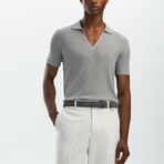 Slim Fit V Neck Polo T-Shirt // Light Gray (S)