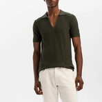 Slim Fit V Neck Polo T-Shirt // Dark Green (S)