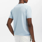 Buttoned Crew Neck T-Shirt // Baby Blue (S)