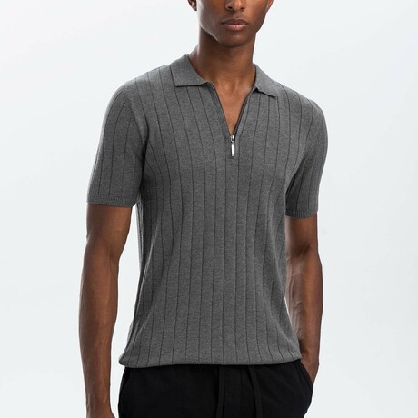 Half Zip Polo T-Shirt // Gray (S)