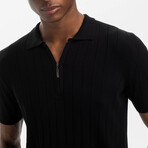 Half Zip Polo T-Shirt // Black (S)